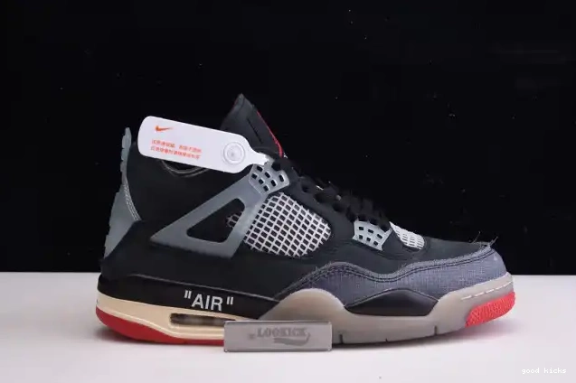 Cheap Off White x Air Jordan 4 Bred Retro CV9388-001 0507